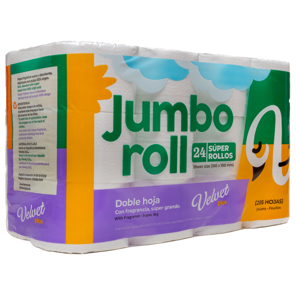 PAPEL DE BANO JUMBO ROLL VELVET 1/24